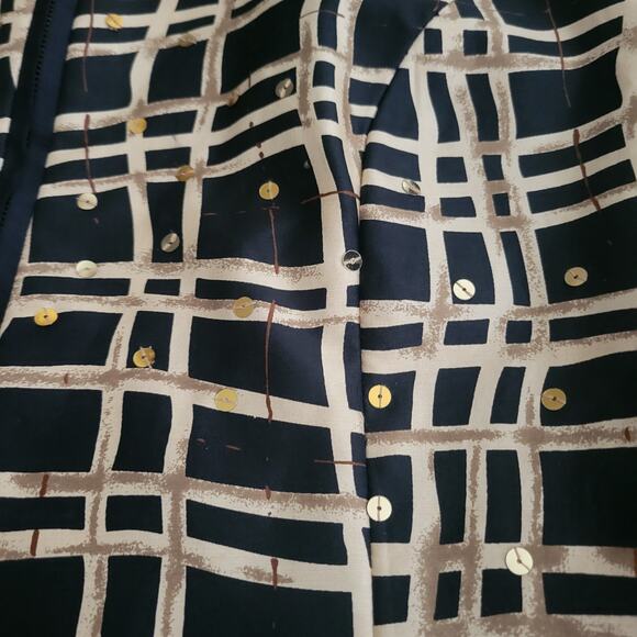 Silkland Women Jacket 100% silk Size Large Geometric design Sequins Lined - Picture 9 of 12